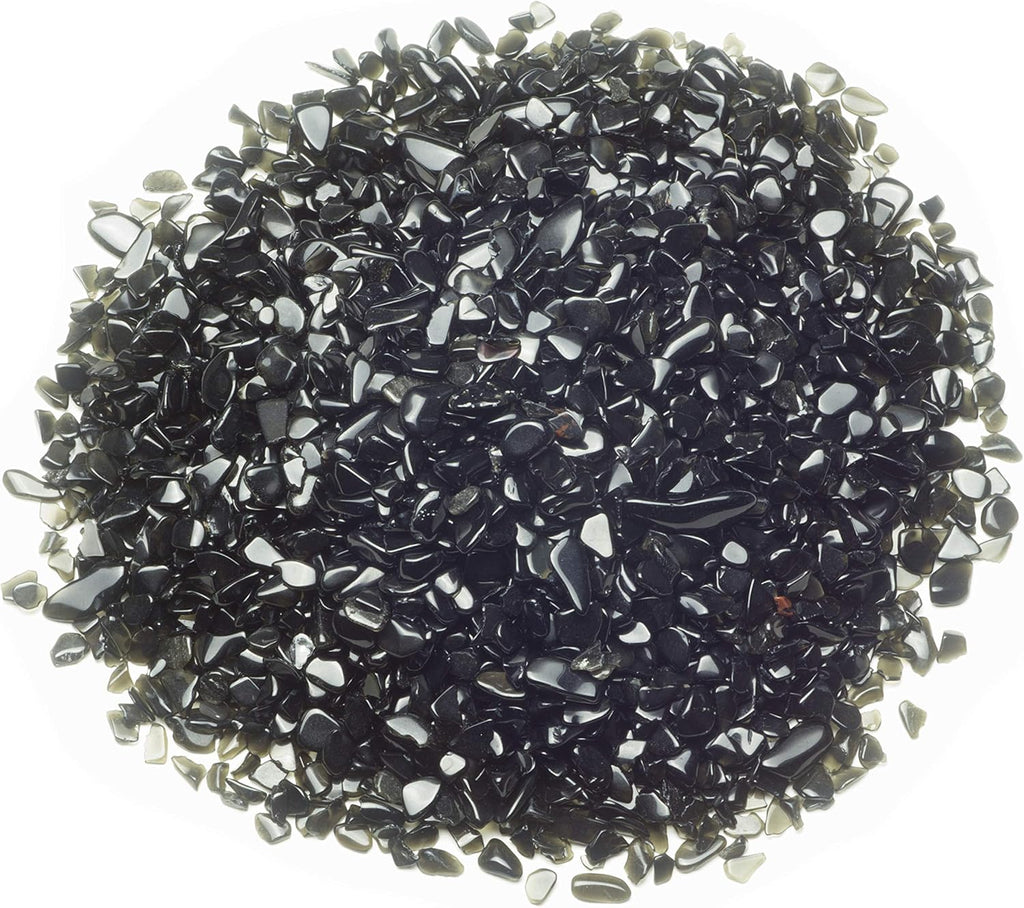 Cherry Tree Collection 1/2 Pound Polished Tumbled Gemstone Chips, Pebbles, Crystal Chips Bulk for Jewelry Making, Healing, Plants, Succulents, Aquariums, Decoration, Chakra (Black Obsidian)