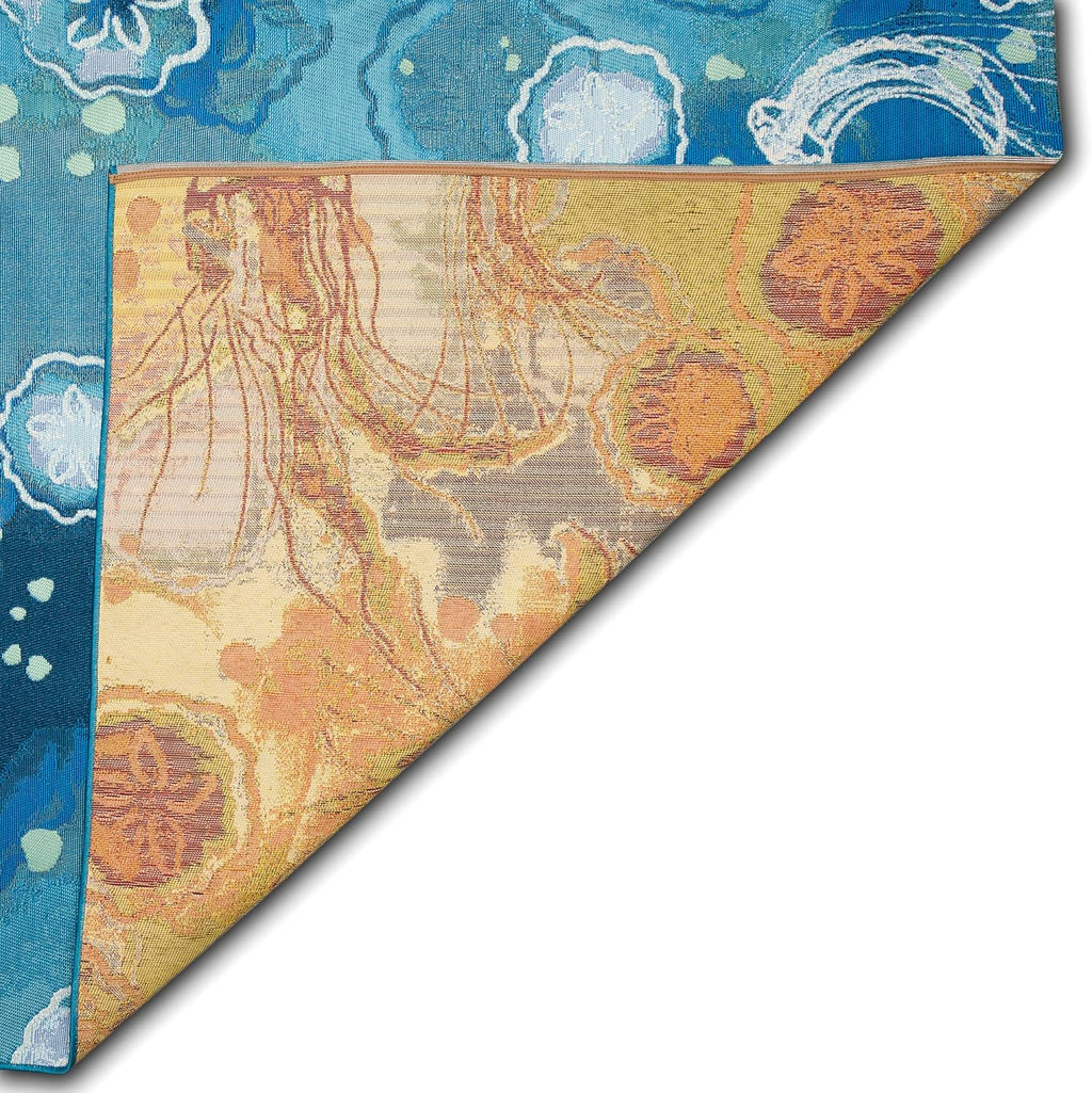 Liora Manne Marina Indoor/Outdoor Power Loomed Synthetic Blend Low Profile Area Rug - Contemporary Graphic Coastal Beach Colorful (Jelly Fish Bloom) (7'10" x 9'10")