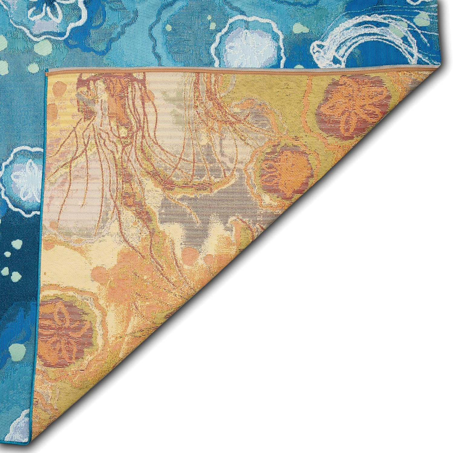 Liora Manne Marina Indoor/Outdoor Power Loomed Synthetic Blend Low Profile Area Rug - Contemporary Graphic Coastal Beach Colorful (Jelly Fish Bloom) (7'10" x 9'10")