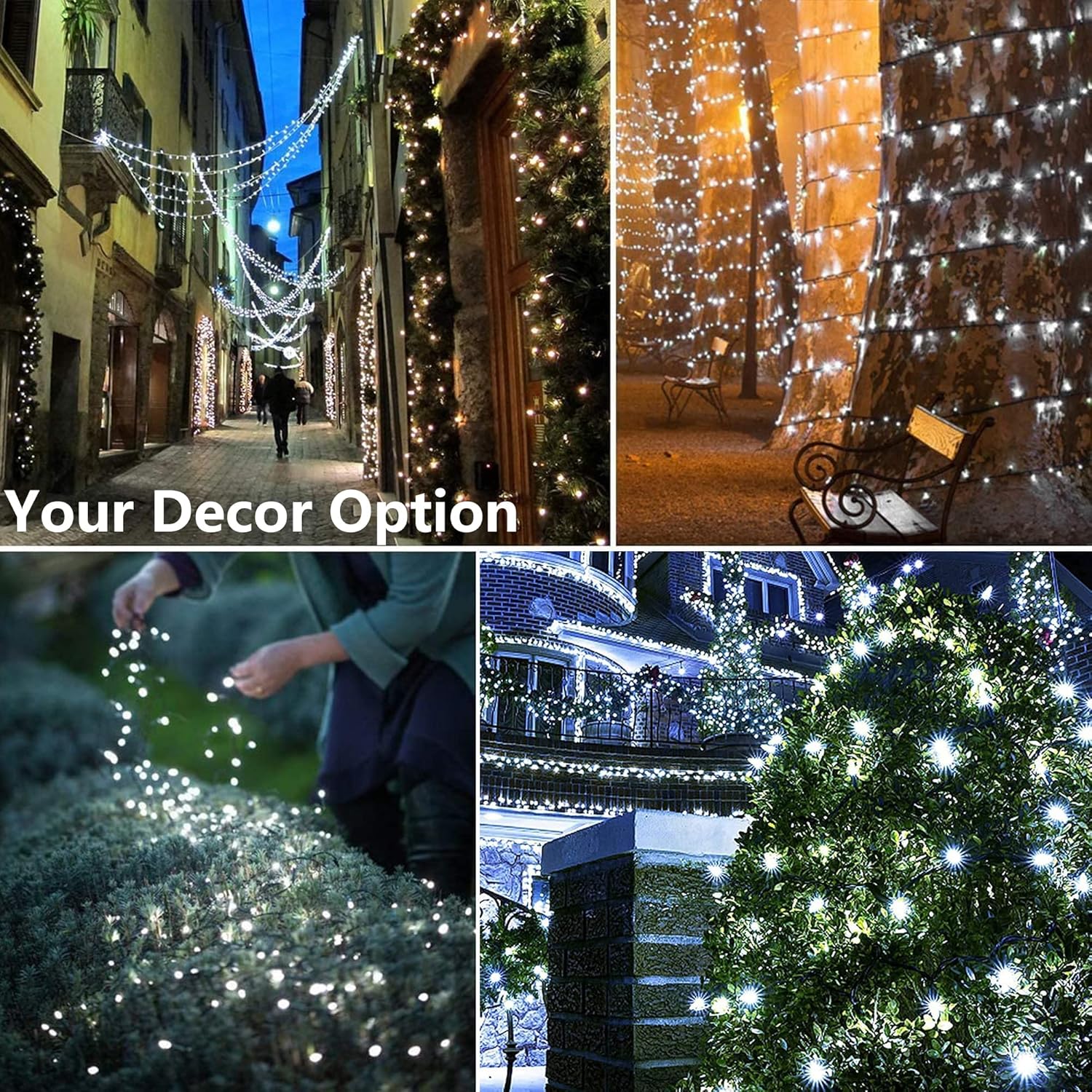 Joomer Solar Christmas Lights Outdoor, 2 Pack Total 144FT 400 LED 8 Modes Waterproof Solar Christmas Lights for Christmas Decoration (White)