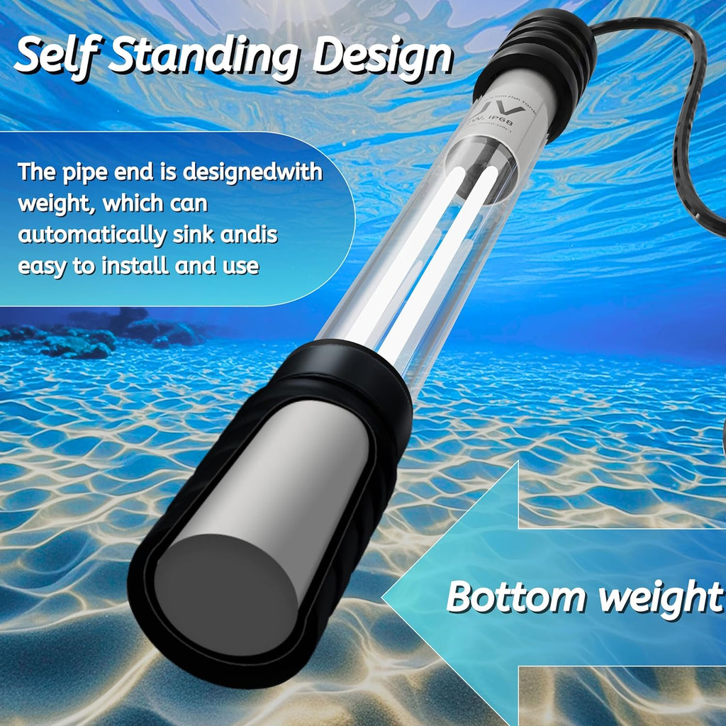Pond UV Light for Fish Tank UV Pond Water Clarifier for 100-3000 Gallon UV Pond Filter for Koi Pond Swimming Pool, Spa, Large Fish Tank UV Light Aquarium for Outdoor Pond Algae Control（42W）