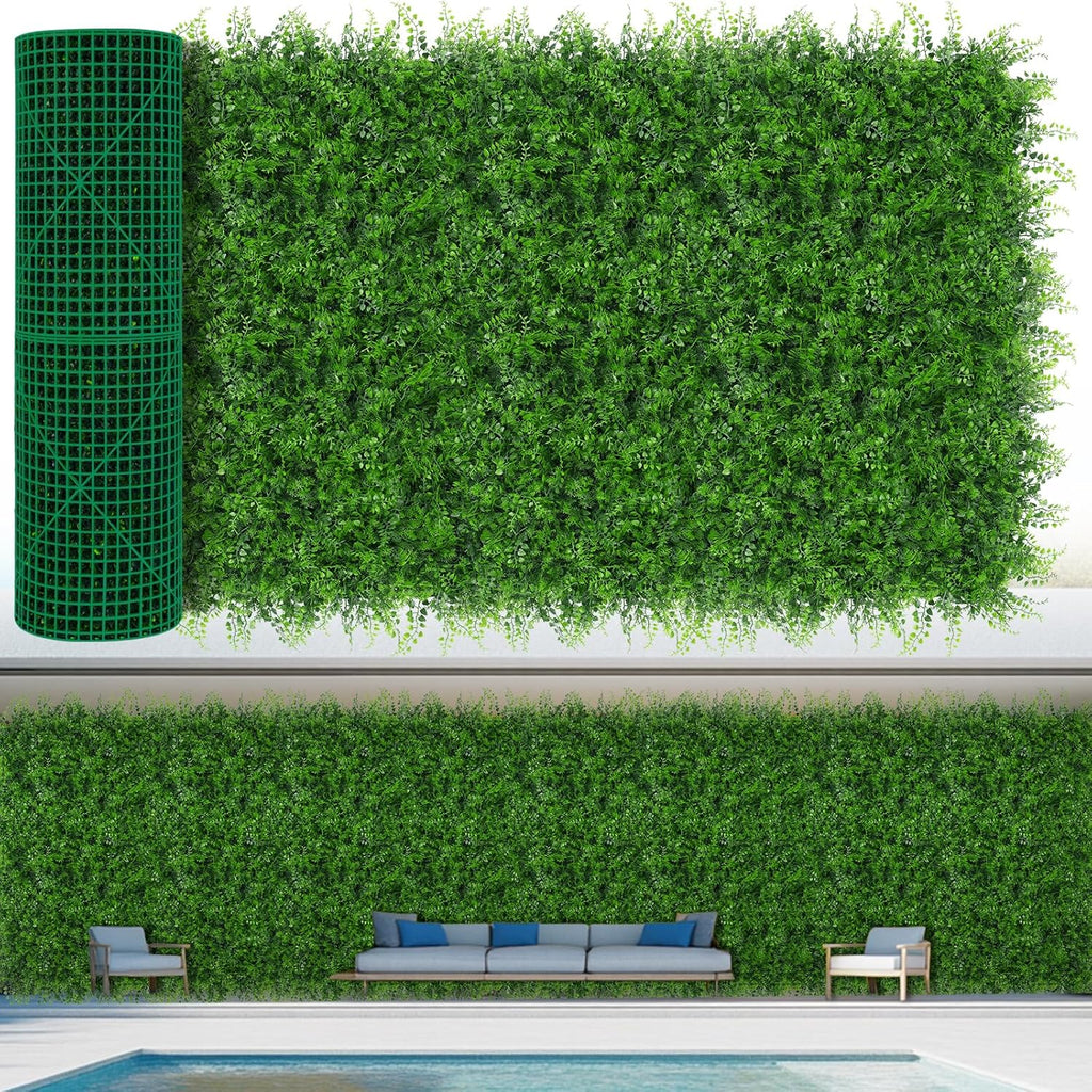 40"x120"(33.33 SQFT) Grass Wall Panels, Artificial Fern Grass Backdrop with UV Protection, Fake Greenery Plant Boxwood Roll, Green Wall Decor for Outdoor Indoor Patio Garden Backyard