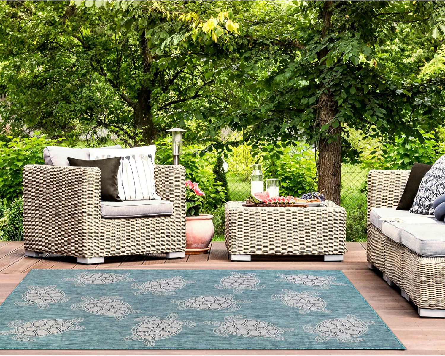Liora Manne Sea Turtles Aqua Indoor Outdoor Area Rug, 3'3" x 4'11"