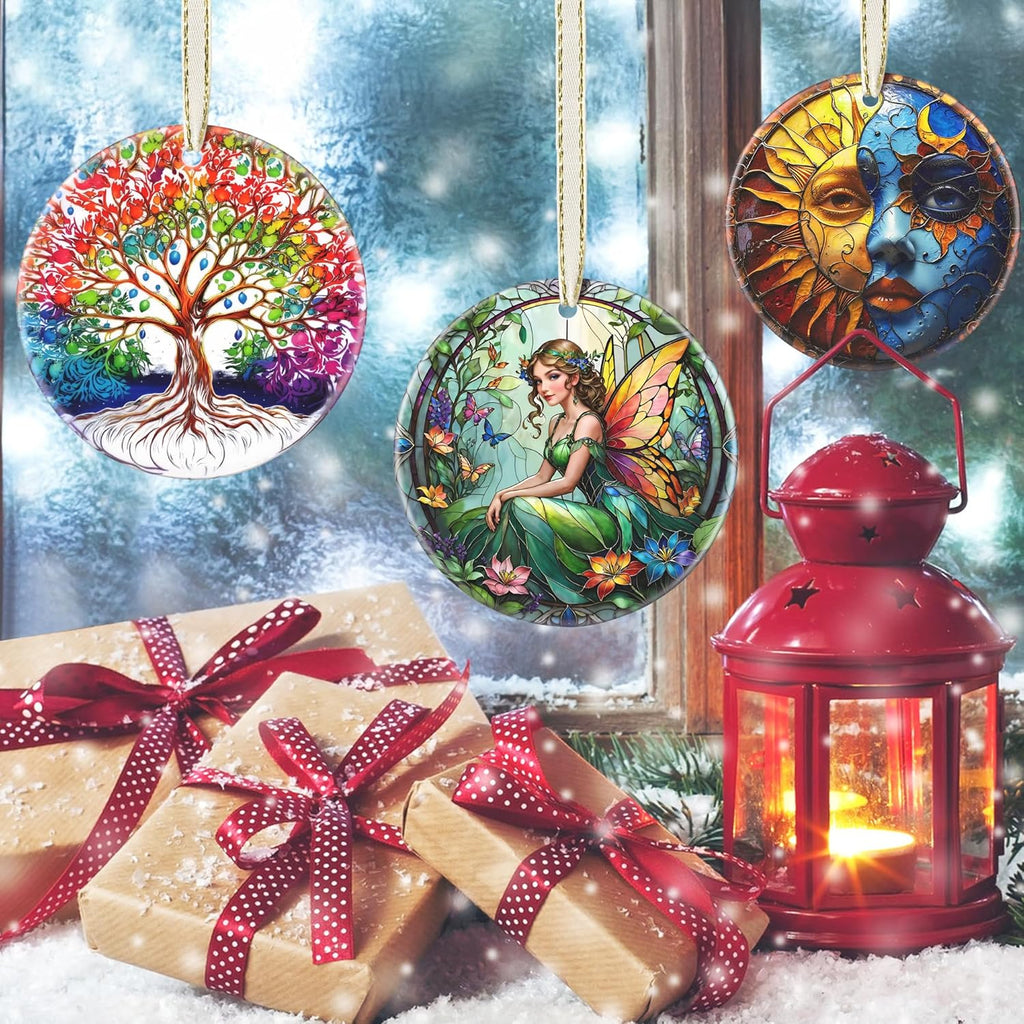 Vintage Fairy 2025 Ornaments for Christmas Tree - Round Ceramic, Holiday Decor, Christmas Tree Decoration - Gift Idea for Women