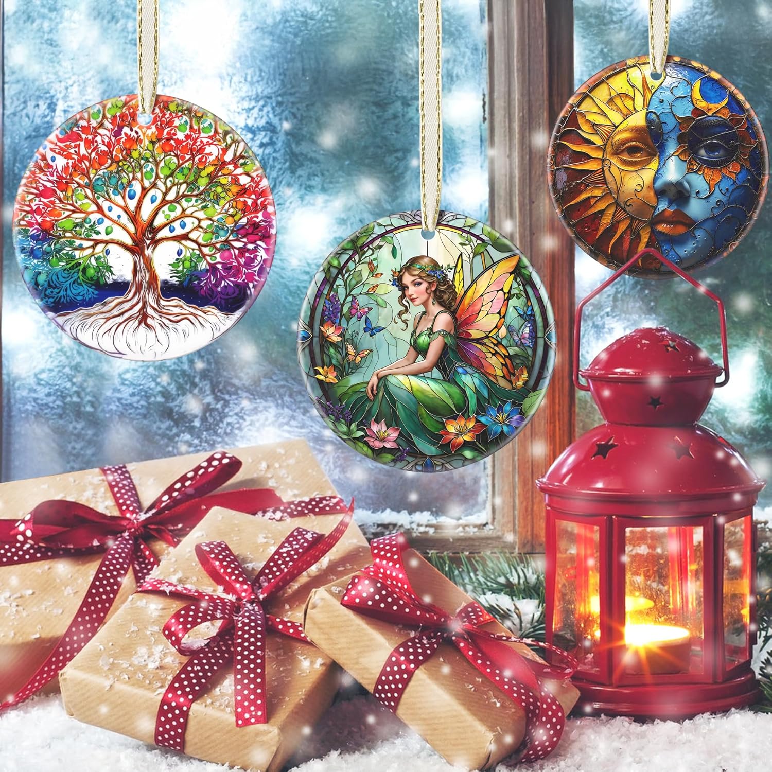 Vintage Fairy 2025 Ornaments for Christmas Tree - Round Ceramic, Holiday Decor, Christmas Tree Decoration - Gift Idea for Women