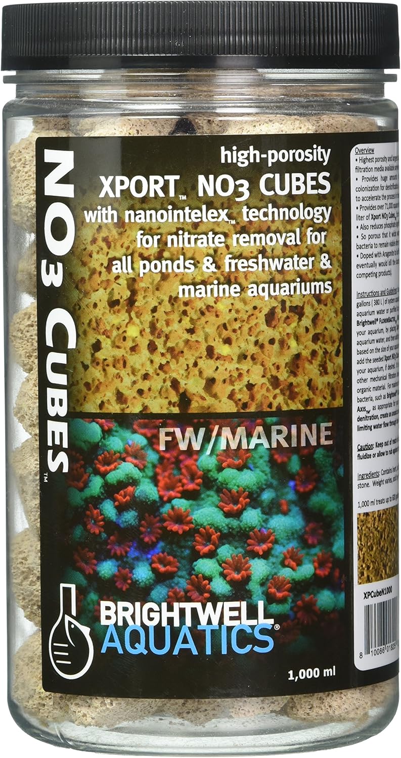 Brightwell Aquatics Xport-NO3 Cubes - ½” Cubes, Sulfur Doped, Activated Denitrification Media, 1000-ML (XPCubeN1000)