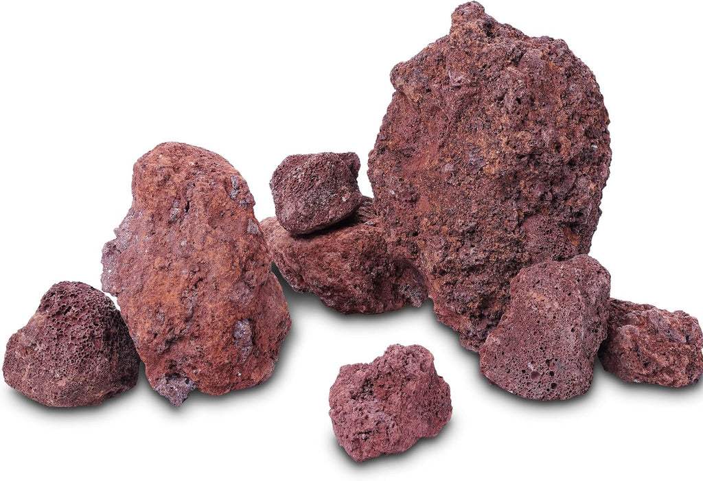 LANDEN Red Lava Stones (16lbs,3~10inch,11pcs) Aquarium Rock for Aquascaping Terrariums, Paludariums,Vivariums, Reptile and Amphibian Enclosures, Fish Tank Decoration Landscape Stone