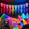 Dazzle Bright Smart C9 Christmas Outdoor Lights, 100 LED 66 FT RGB String Light with Remote, App Control, Music Sync, Connectable Waterproof Xmas Lights for Holiday Tree Patio Roof Decor