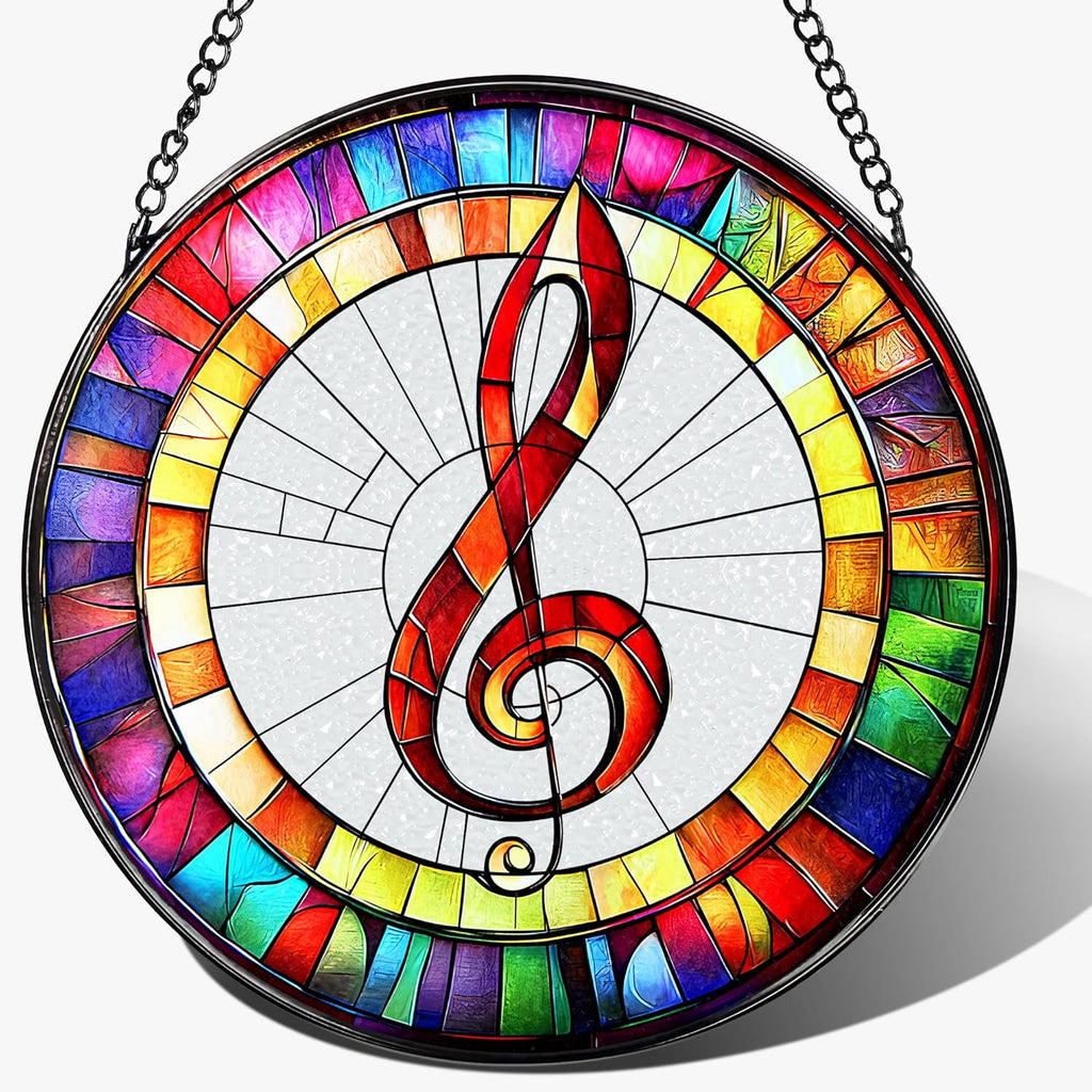 8'' Musical Suncatcher Ornament, Stained Glass Window Hanging, Suncatchers for Windows Hanging Ornaments | Music Teacher Gift, Music Lover Gift, Piano Teacher Gifts, Musician Gifts