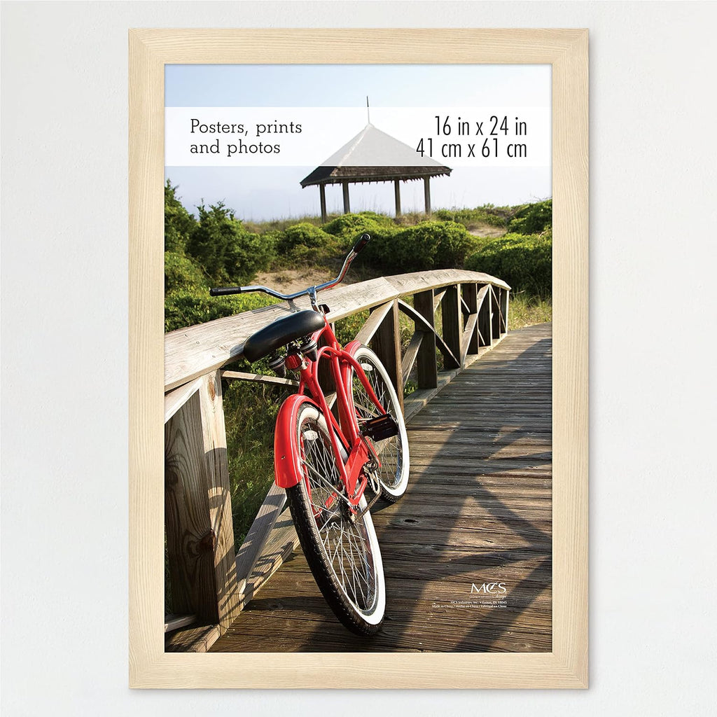 MCS Museum Poster Frame 16x24 Natural Woodgrain, Vertical & Horizontal Wall Hanging Large Picture Frame for Photos, Posters & Art Prints (1-Pack)