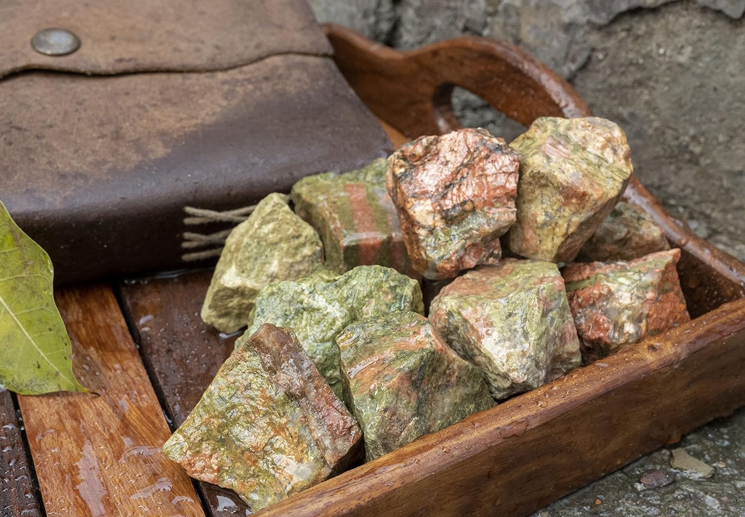 Crocon 1LB Unakite Rough Bulk Natural Stone Raw Gemstone Tumbling Cabbing Polishing Mining Chakra Balancing Reiki Healing Good Luck Gift Home Office Decor
