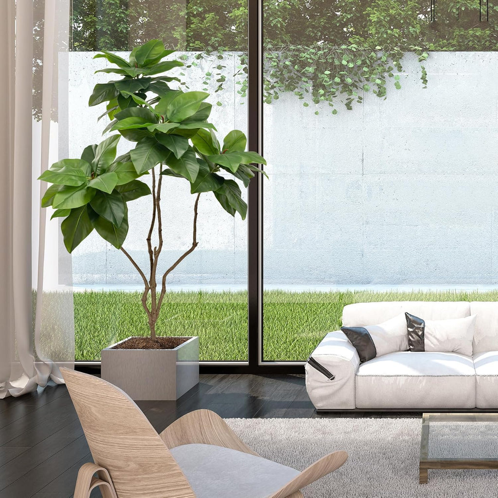 Tall Artificial Plants Indoor Artificial Ficus Macrocarpa Fake Tree for Indoor Decor Tree Fiddle Leaf Fig Tree Artificial Tree Ficus Fake Tall Plant Faux Plants Indoor Tall Faux Plants Outdoor 5Ft