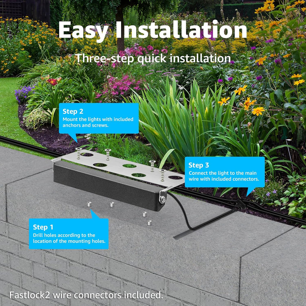 SUNVIE 7 Inch Hardscape Lighting 5W LED Retaining Wall Lights 3000K Warm White Low Voltage Landscape Lighting Waterproof Outdoor Step Lights with Connectors Paver Lights for Retaining Wall ETL, 4 Pack