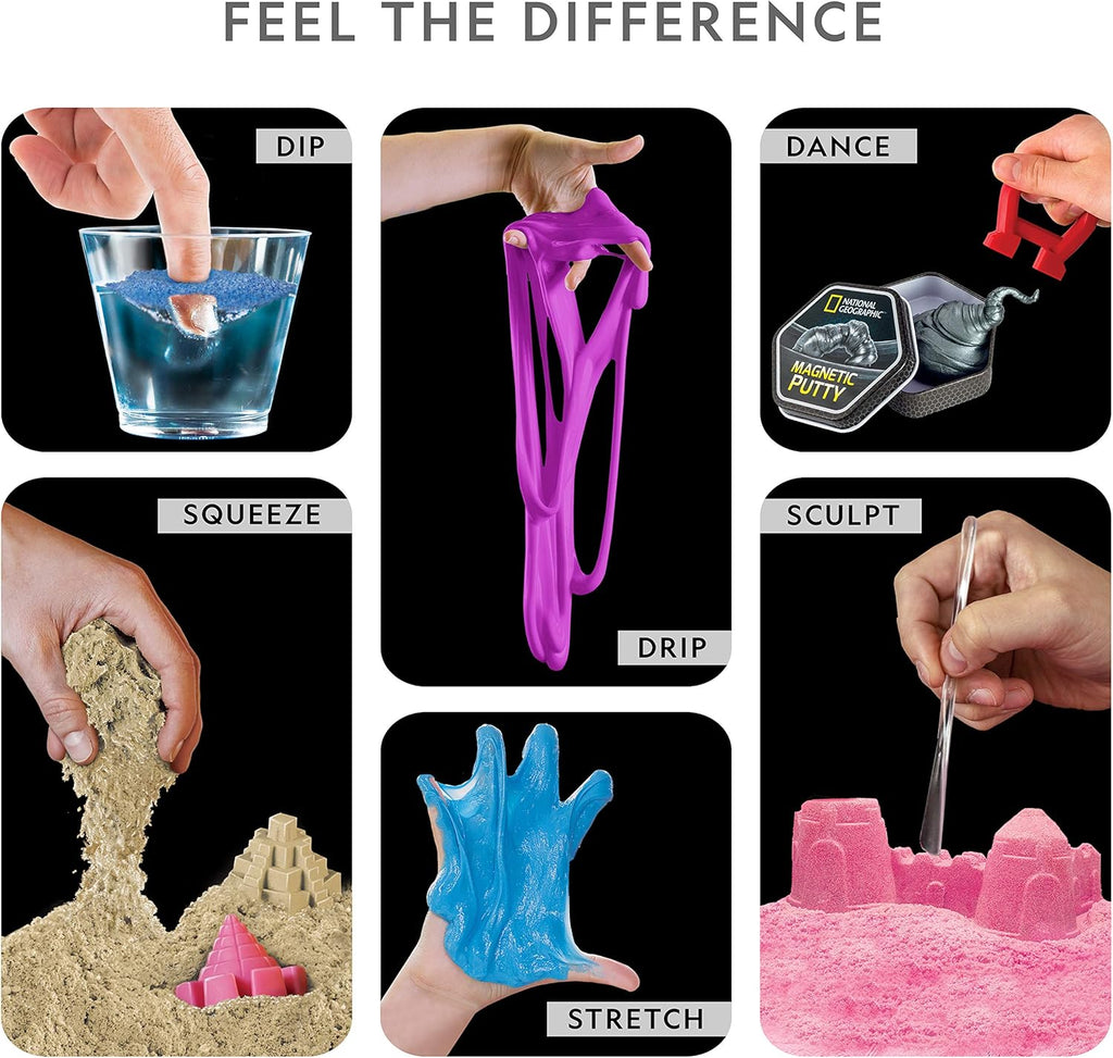National Geographic Sensory Science Kit - Mega Science Kit, Includes Sensory Play Sand for Kids, Slime, Putty, and Other Projects, Slime Kit for Boys and Girls, Stress Relief Toy (Amazon Exclusive)
