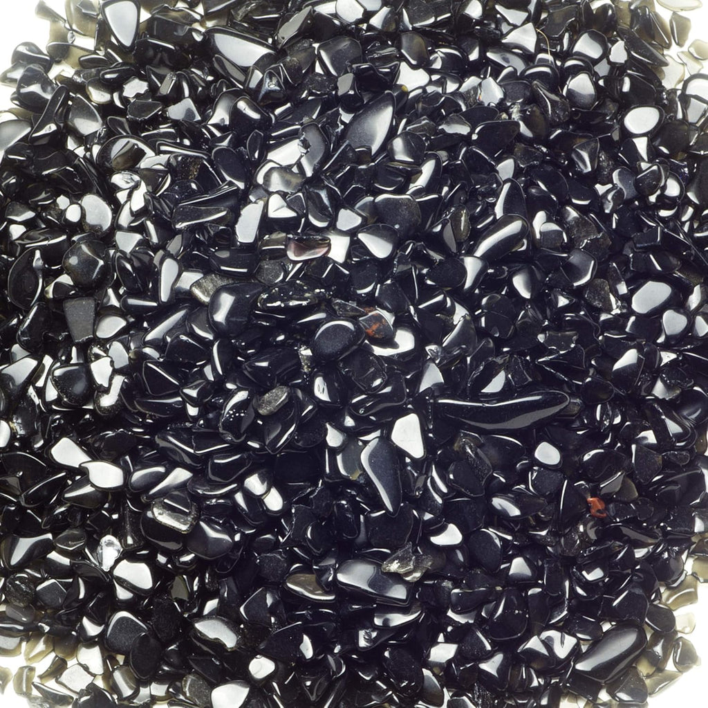 Cherry Tree Collection 1/2 Pound Polished Tumbled Gemstone Chips, Pebbles, Crystal Chips Bulk for Jewelry Making, Healing, Plants, Succulents, Aquariums, Decoration, Chakra (Black Obsidian)