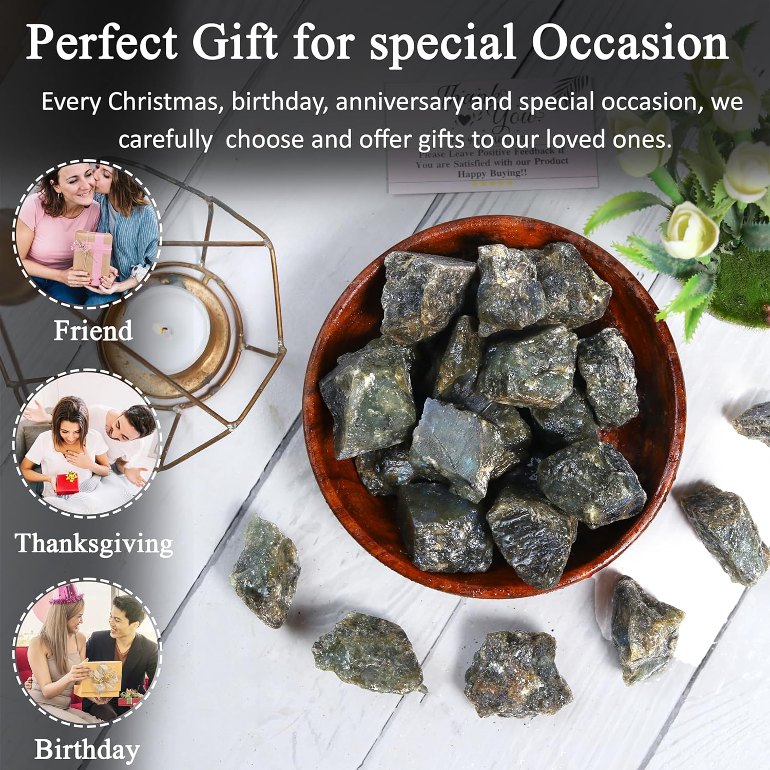 Crocon 1LB Labradorite Rough Bulk Natural Stone Raw Stone Tumbling Cabbing Polishing Mining Chakra Balancing Reiki Healing Good Luck Home Office Decor