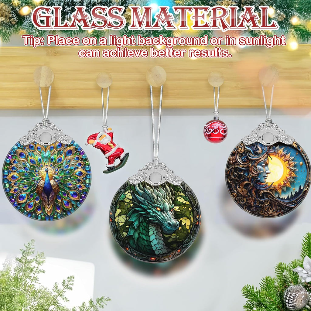 Christmas Ornament, 2025 Ornaments for Christmas Tree, Stained Glass Hanging Ornament, Holiday Ornaments, Unique Gift Idea - Dragon