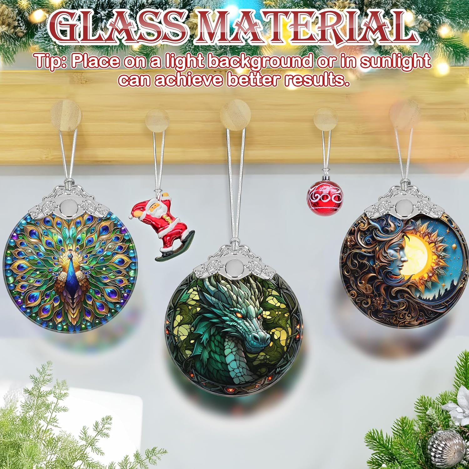 Christmas Ornament, 2025 Ornaments for Christmas Tree, Stained Glass Hanging Ornament, Holiday Ornaments, Unique Gift Idea - Dragon