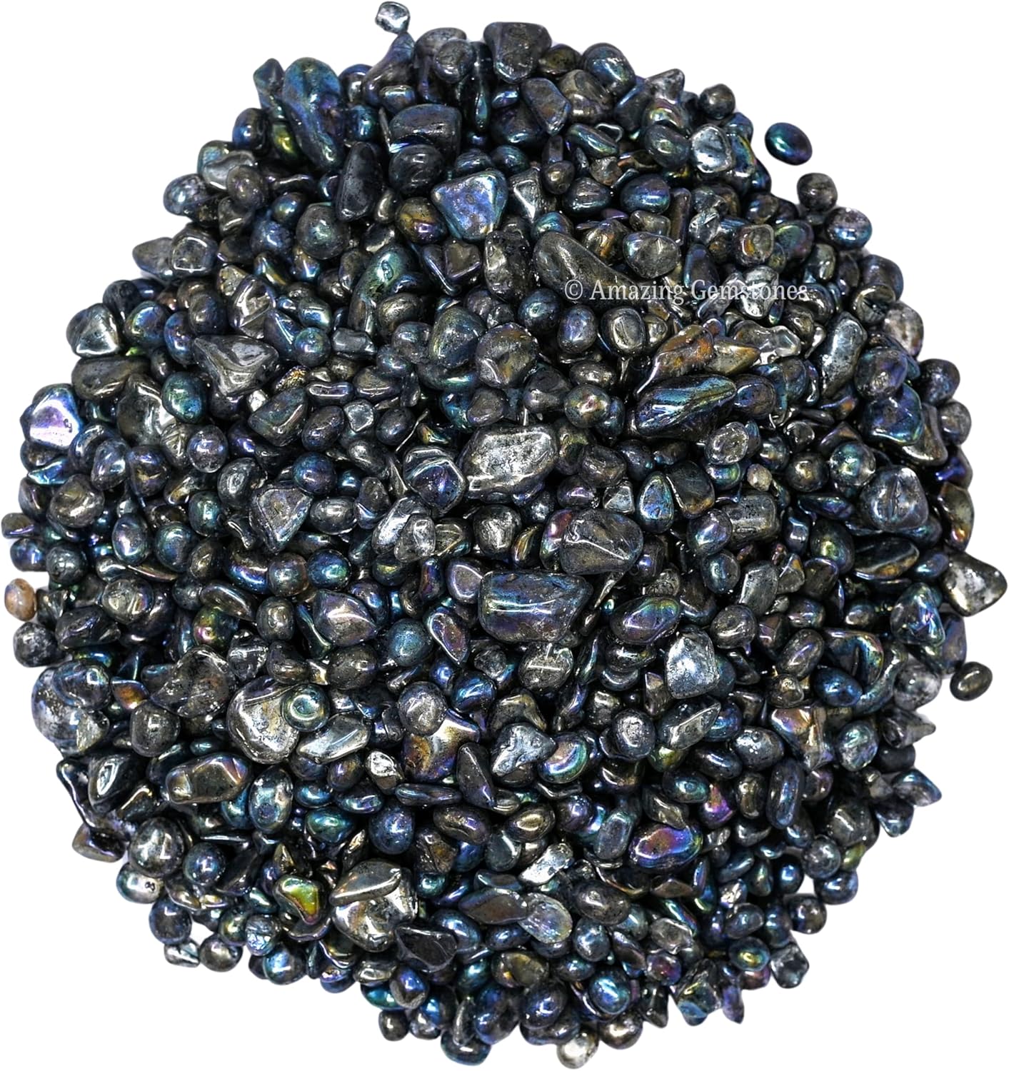 Amazing Gemstone Titanium Aura Quartz Crystal Chips Aquarium Gravel Rocks - Bulk Fish Tank Gravel, Small Tumbled Stone Chips and Tiny Crystals for Decoration (Natural AAA Grade)