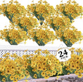 24 Yellow Bundles Artificial Flowers for Outdoors/Indoors Fake Flowers Plants for Indoor Outside Garden Porch Window Box Home Wedding Farmhouse