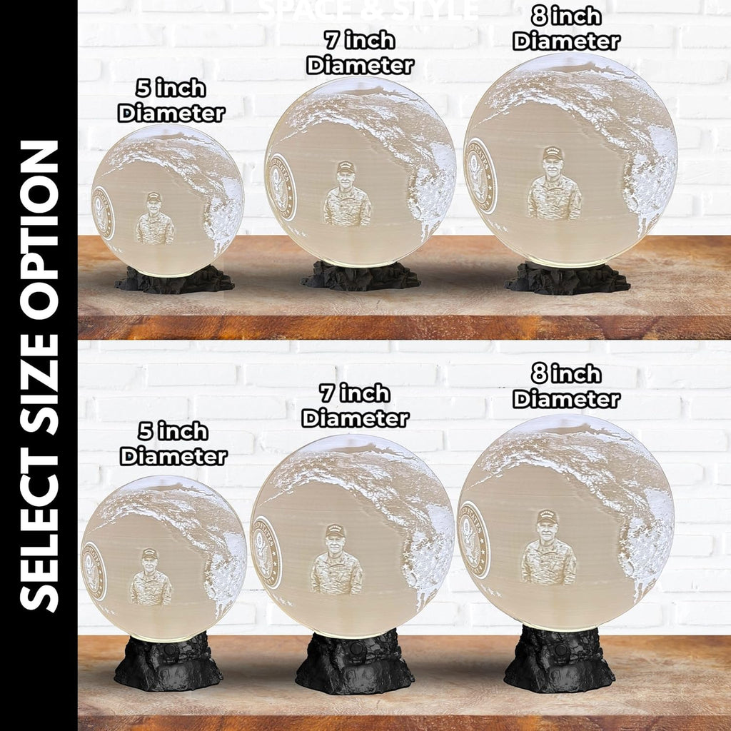 Personalized US Army Moon Lamp with Custom Text & Photo – Military Night Light for Soldiers, Veterans, Deployment Homecoming & Army Families | Army Decor, Military Retirement Gift