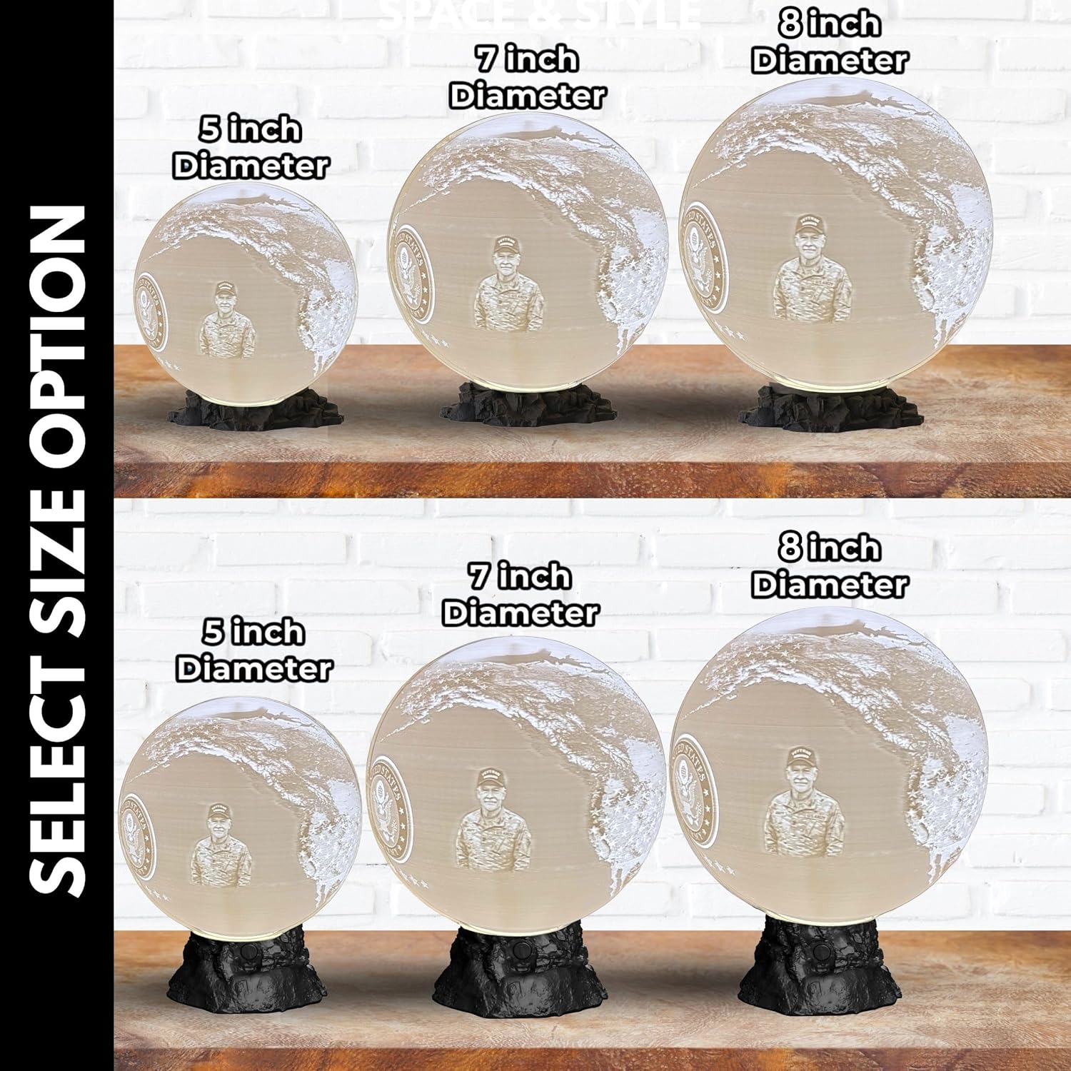 Personalized US Army Moon Lamp with Custom Text & Photo – Military Night Light for Soldiers, Veterans, Deployment Homecoming & Army Families | Army Decor, Military Retirement Gift