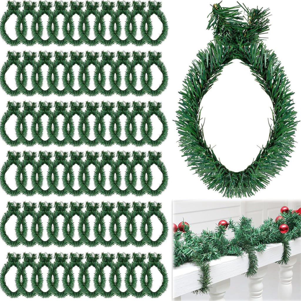 Zhengmy 60 Pcs 20 Inch Christmas Garland Ties Artificial Pine Needles Flexible Pine Stems Twist Wired Tree Branches for Christmas Stairs Railing Banister DIY Craft Gift Wrapping