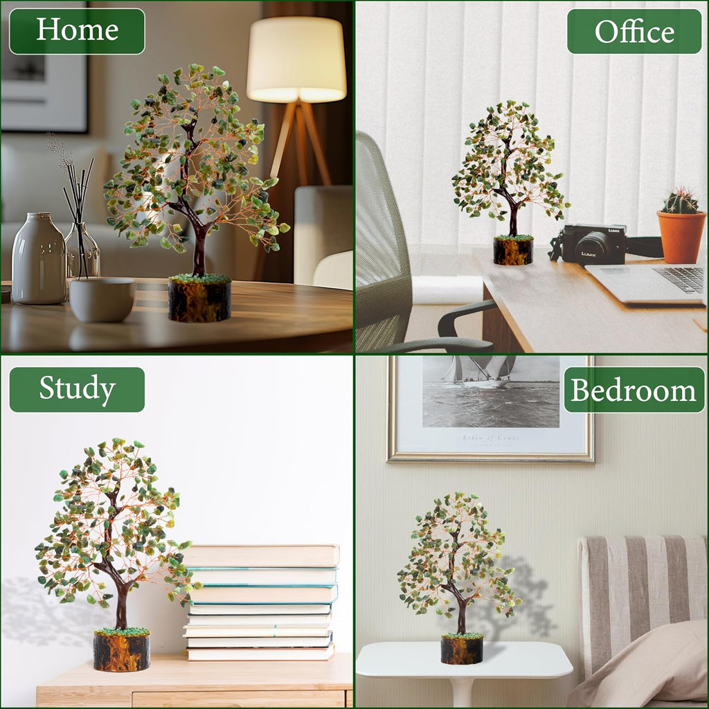 ZENFULSTONE Green Jade Crystal Tree of Life for Luck & Prosperity Decor for Home and Office | Handmade Bonsai for Wealth & Balance and Good Fortune | Perfect Well-Being Gift for Loved Ones