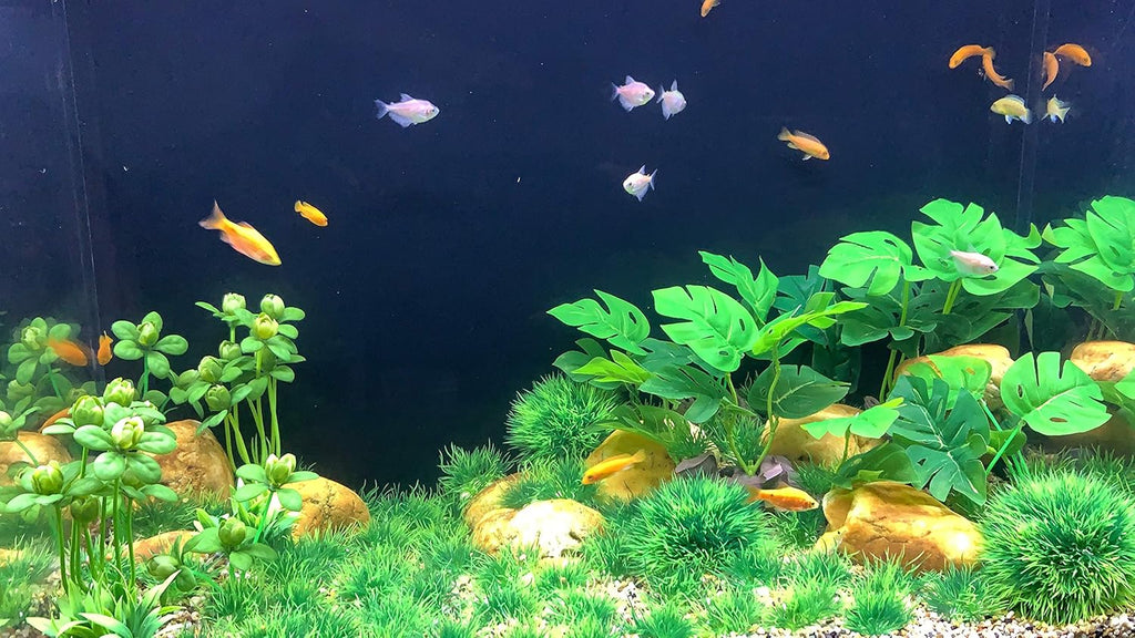 BEGONDIS Artificial Green Water Plants Flower Set 18 Pcs, Fish Tank Aquarium Decorations, Made of Soft Plastic