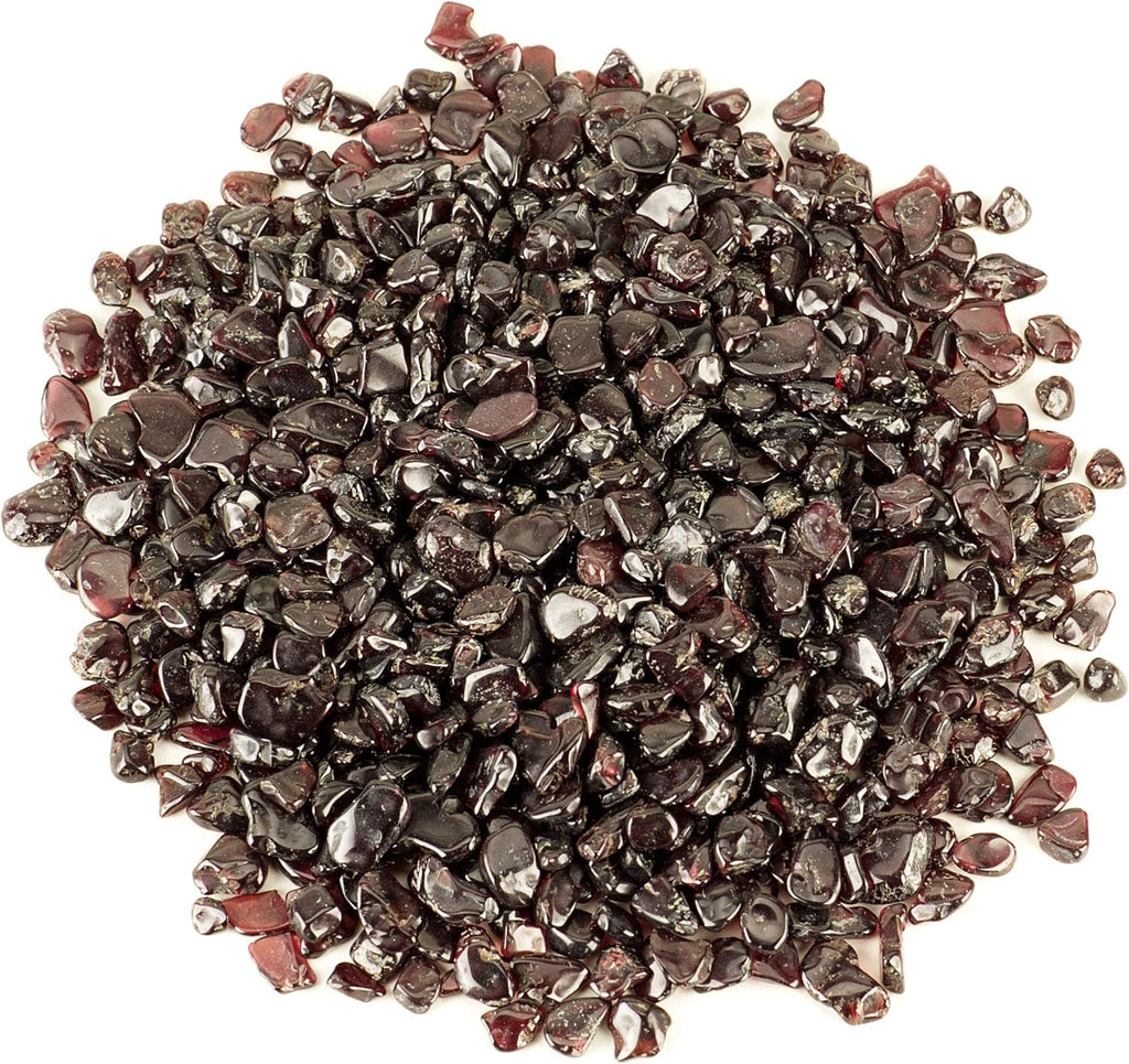 Cherry Tree Collection 1/2 Pound Polished Tumbled Gemstone Chips, Pebbles, Crystal Chips Bulk for Jewelry Making, Healing, Plants, Succulents, Aquariums, Decoration, Chakra (Garnet)