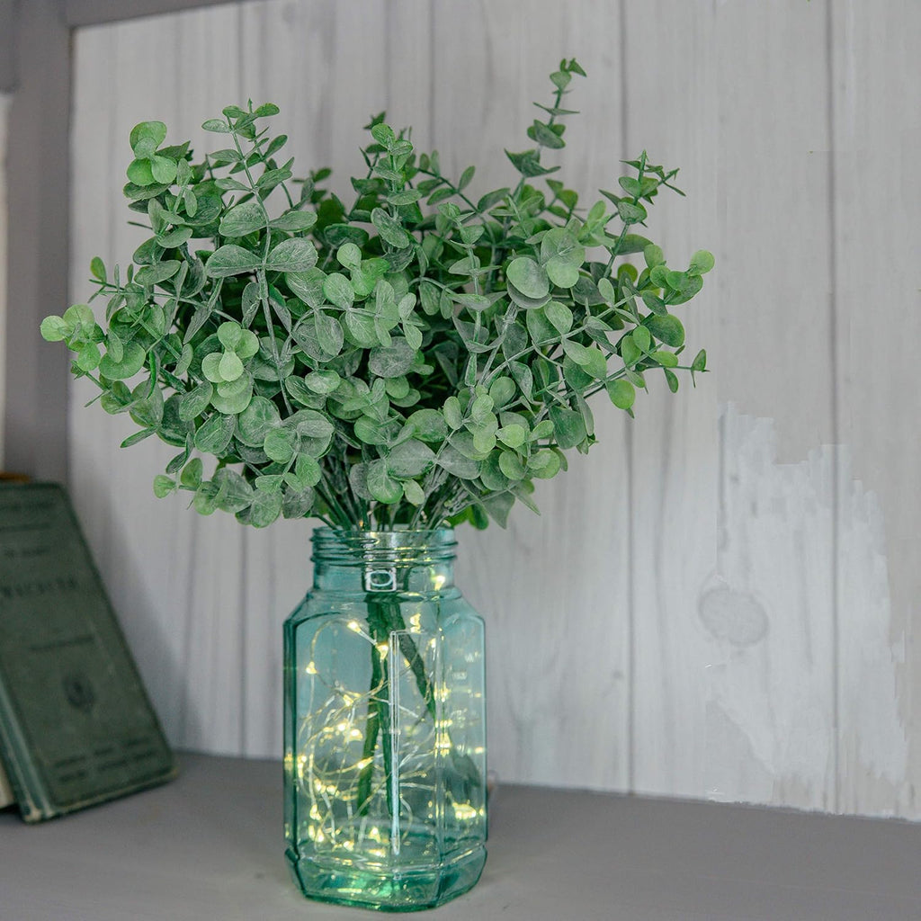 Artificial Farmhouse Eucalyptus (Pack of 3),Artificial Farmhouse Greenery Stems Fake Plants Foliage for Farmhouse,Home,Garden,Office,Patio,Wedding and Indoor Outdoor Decoration(Green)
