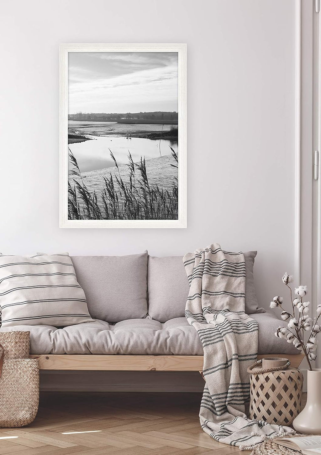 MCS Museum Poster Frame 20x30 White Woodgrain, Vertical & Horizontal Wall Hanging Large Picture Frame for Photos, Posters & Art Prints (1-Pack)