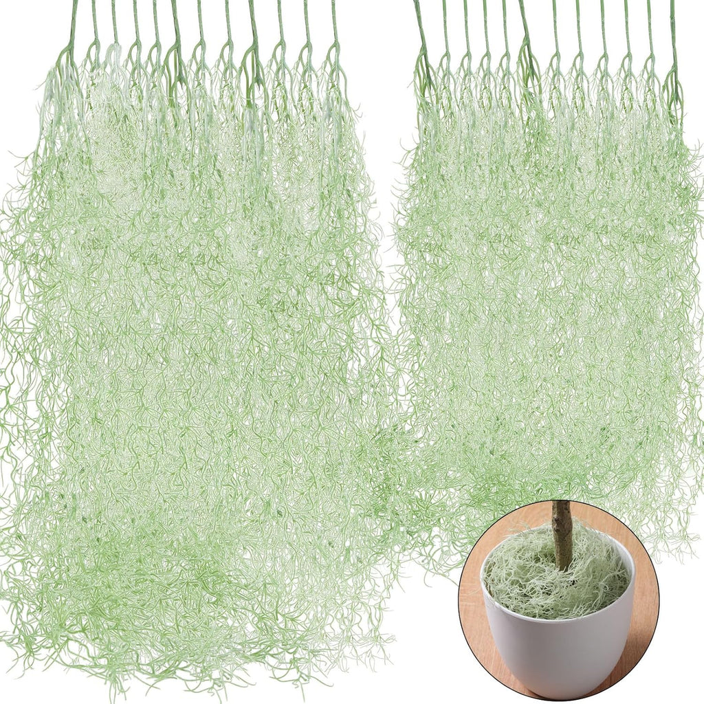 Cindeer 24 Pack Fake Spanish Moss Artificial Hanging Decoration Bulk Faux Greenery Moss Garland for Potted Wall Living Room Indoor Outdoor Decor(33 Inch,Dark Gray)