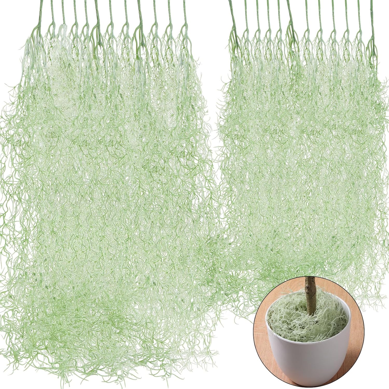 Cindeer 24 Pack Fake Spanish Moss Artificial Hanging Decoration Bulk Faux Greenery Moss Garland for Potted Wall Living Room Indoor Outdoor Decor(33 Inch,Dark Gray)