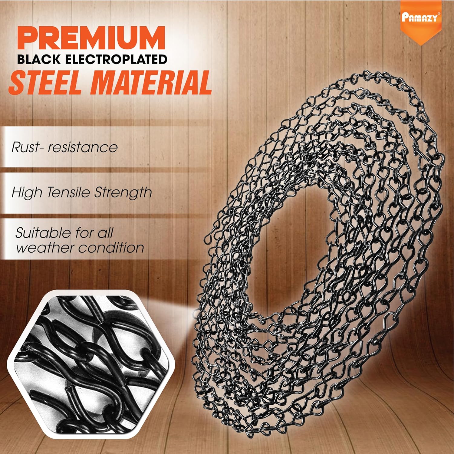 [Upgraded] 79” Black Electroplated Steel Hanging Chain with S-Hooks, Snap Hooks, Ceiling Hooks & Pliers, 33LBS Load Capacity, Adjustable Length for Hanging Bird Feeders, Planters, Lanterns, Billboards