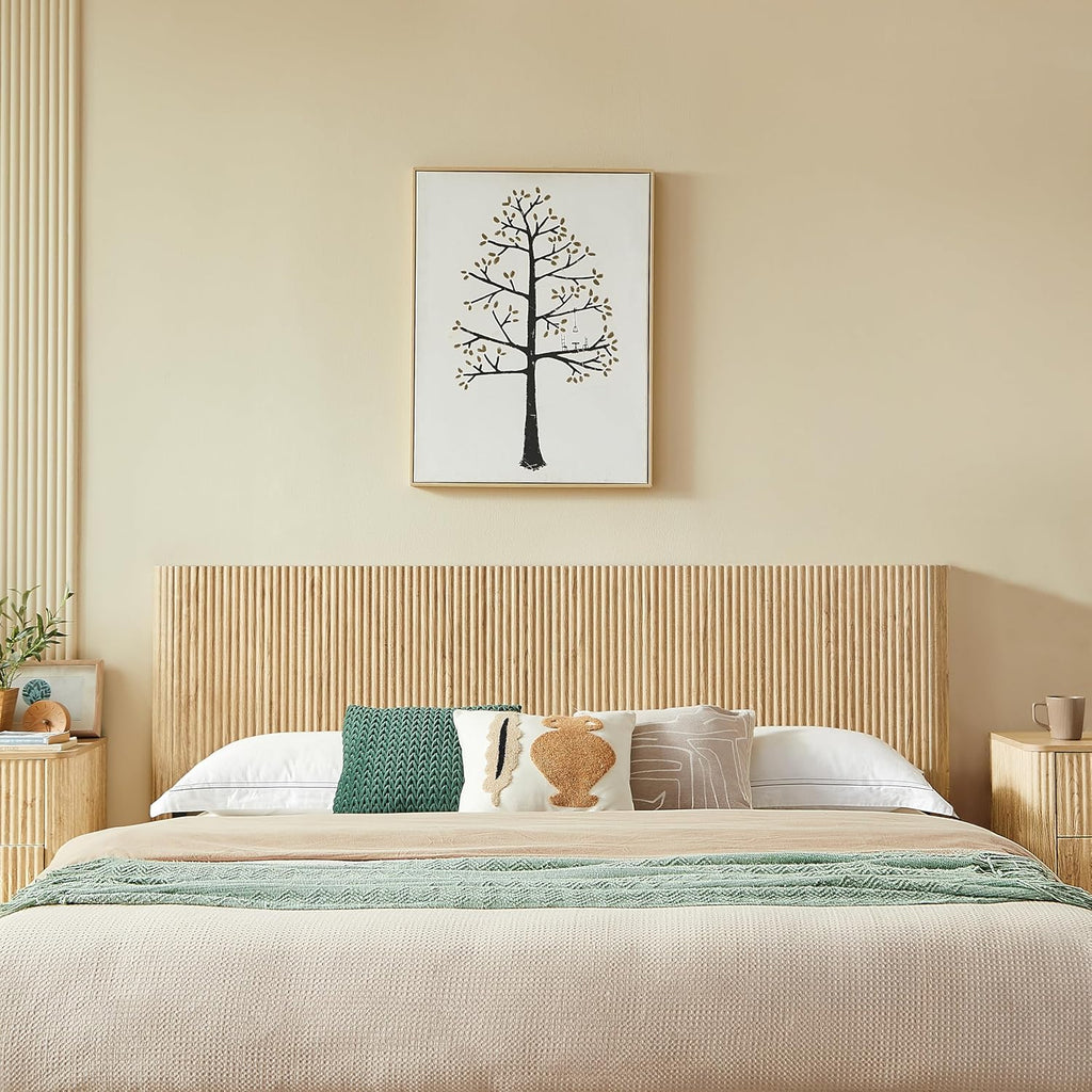 KEIKI King Size Wood Platform Bed Bedframe with Lift Up Hydraulic Storage,Corrugated Curved Lines Design for Bedroom