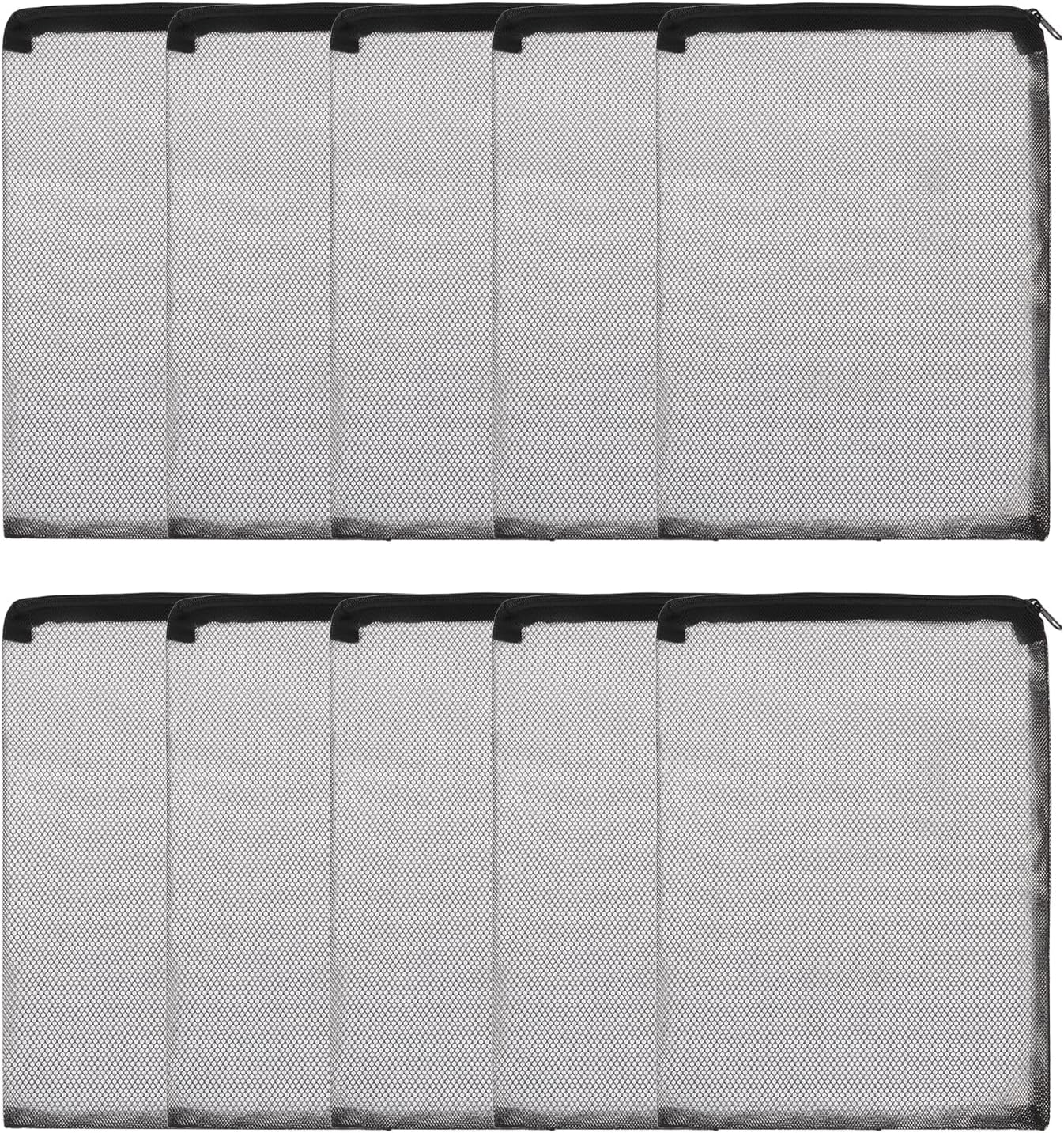 Aquarium Filter Media Bags, Fish Tank Fine Mesh Bag with Zipper Reusable Versatile 14 x 10 Inch, (Black, 10Pcs), Intended for Fish Tank/Aquarium/Pond/Activated Carbon/Ceramic Rings