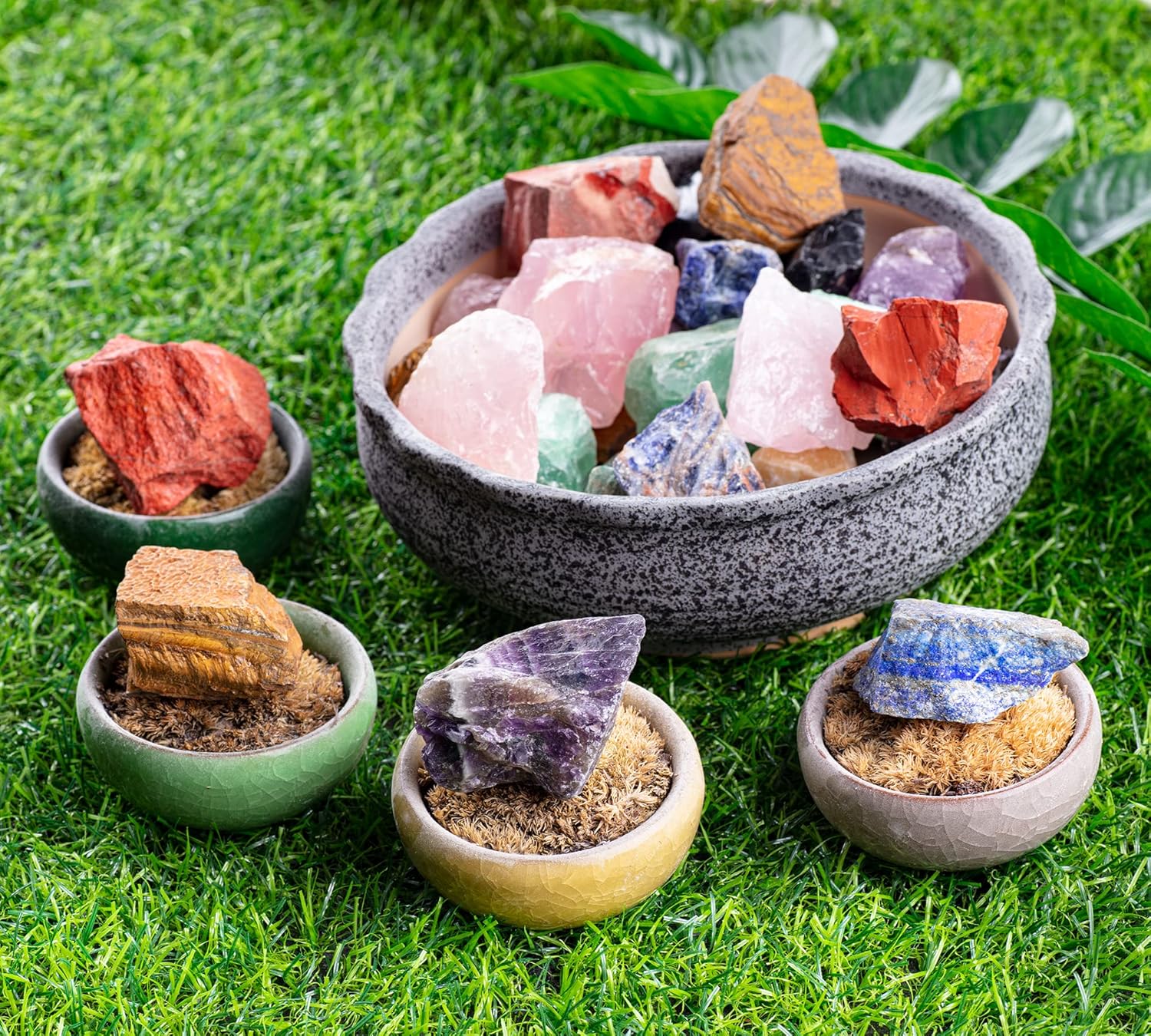 3 lbs Bulk Rough Madagascar Stones Mix Large 1" Natural Raw Stones Crystal for Tumbling, Cabbing, Fountain Rocks, Decoration,Polishing, Wire Wrapping, Wicca Reiki Crystal Healing
