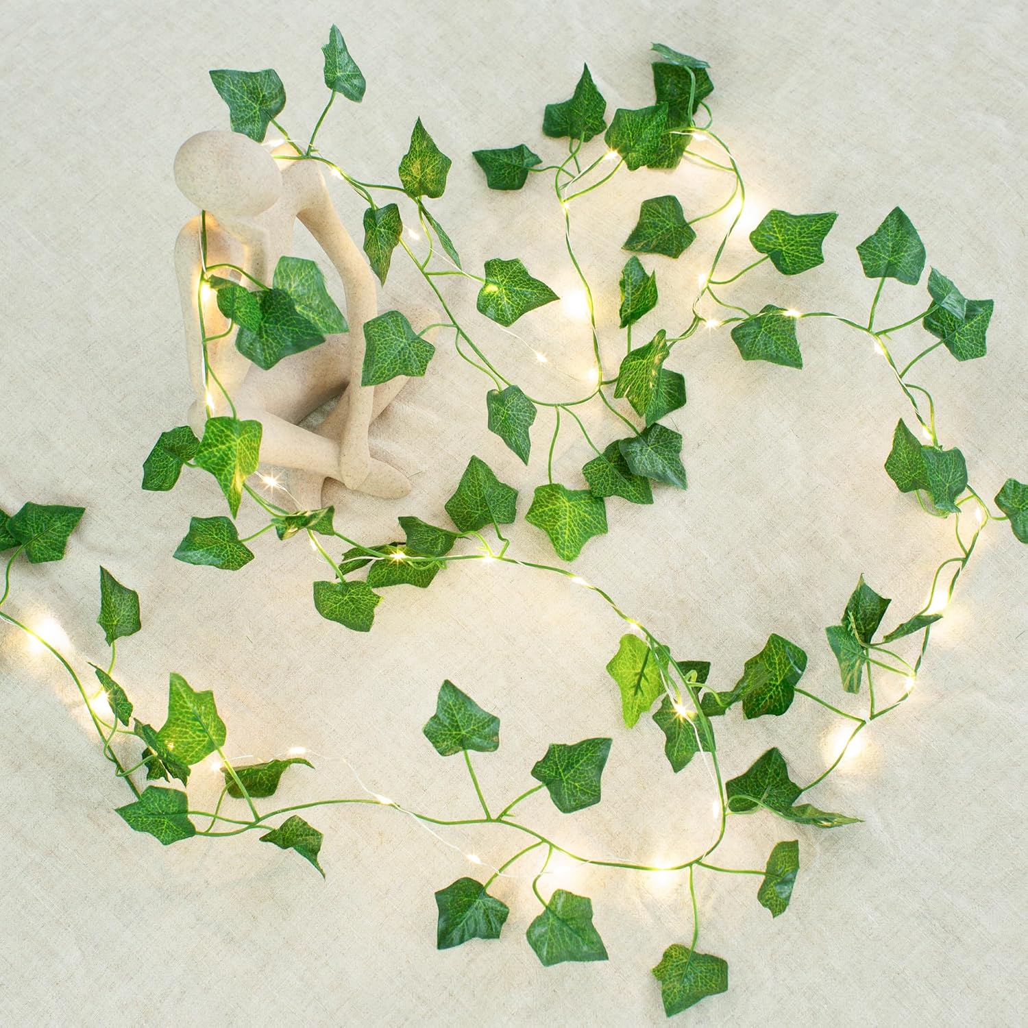 33 Ft Vine with Fairy Lights Battery Operated, 8 Flashing Model Waterproof 100 LEDs Battery Powered Artifical Ivy Leaves Vine String Light for Garland Bedroom Wedding Party Holiday Patio Decor