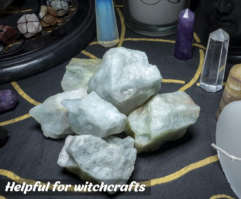 Crocon 1/2 LB Aquamarine Rough Bulk Natural Stone Raw Gemstone Tumbling Cabbing Polishing Mining Chakra Balancing Reiki Healing Good Luck Home Office Decor