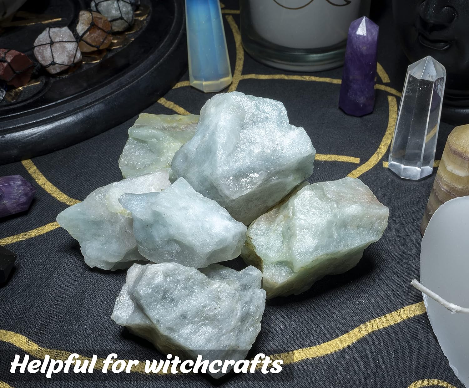 Crocon 1/2 LB Aquamarine Rough Bulk Natural Stone Raw Gemstone Tumbling Cabbing Polishing Mining Chakra Balancing Reiki Healing Good Luck Home Office Decor