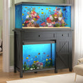 40 Gallon Aquarium Stand With Charging Station, Farmhouse Fish Tank Stand, 30-40 Gallon Reptile Tank Stand Terrarium Stand with Drawer and Cabinet Storage, Sturdy Heavy Duty 41.9"×18.3" Tabletop - Black