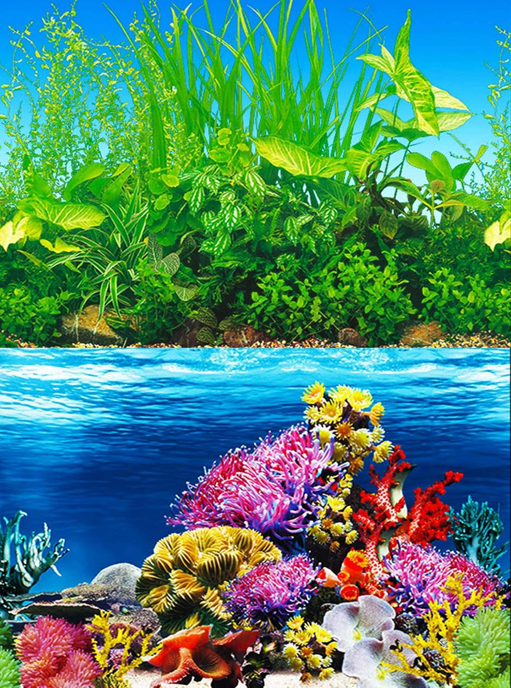 ELEBOX Fish Backgrounds Paper Double Sides Aquarium Background Picture, Colorful Fish Tank Background 16"x 40"