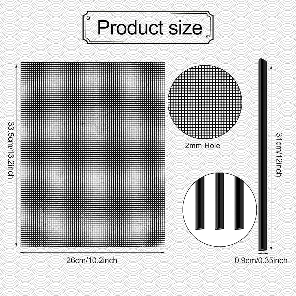 4 Pieces Plastic Mesh Sheets for Embroidery Black Fish Tank Divider Screen Craft Mesh 10 Pieces Binding Bars Sliding Bars for Embroidery Crafting Knit and Crochet Projects