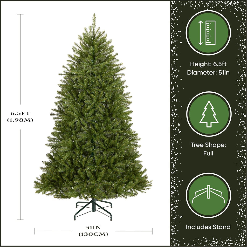 National Tree Company 6.5 ft Unlit Dunhill Fir Full Artificial Christmas Tree, 1,838 Tips, Includes Stand, Green
