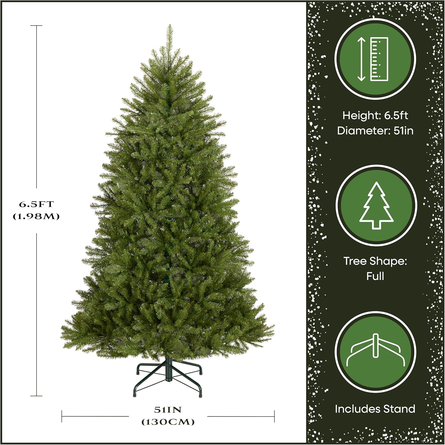 National Tree Company 6.5 ft Unlit Dunhill Fir Full Artificial Christmas Tree, 1,838 Tips, Includes Stand, Green