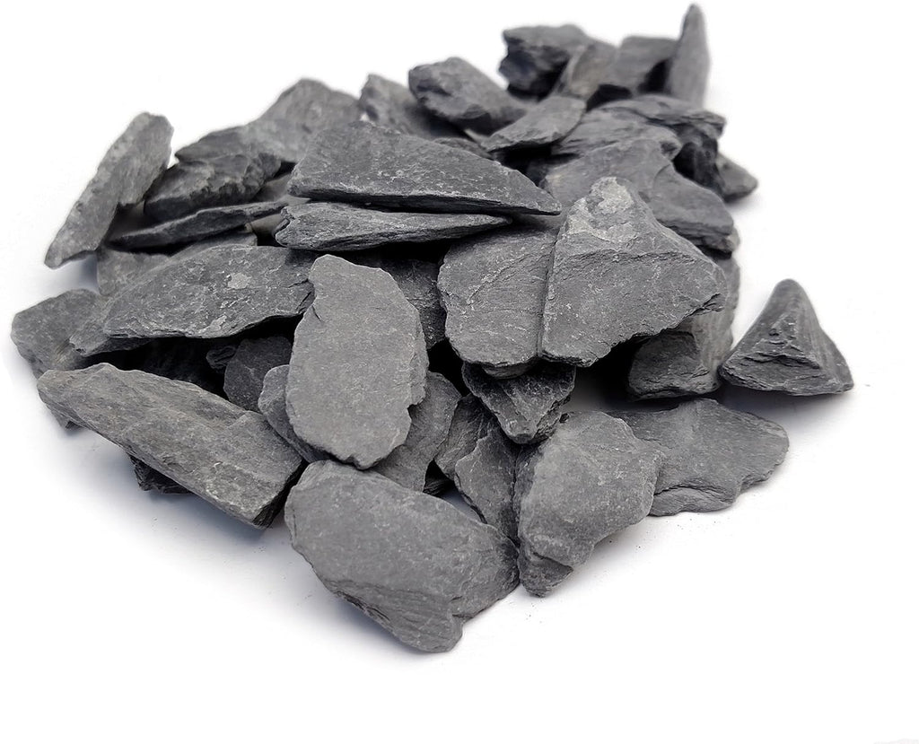 Natural Slate Stone -1/2 to 1 inch. Perfect Size for Miniature or Fairy Gardens, Aquariums, Reptiles, Terrariums, Model Railroads, Dioramas & Wargaming (2lbs Grey)