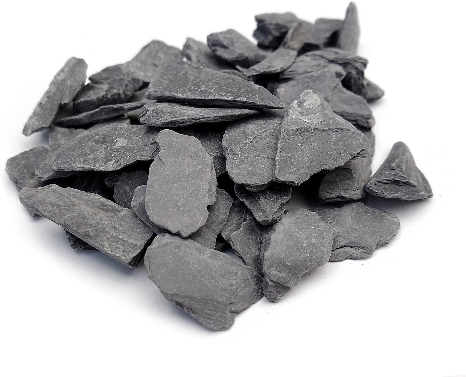 Natural Slate Stone -1/2 to 1 inch. Perfect Size for Miniature or Fairy Gardens, Aquariums, Reptiles, Terrariums, Model Railroads, Dioramas & Wargaming (2lbs Grey)