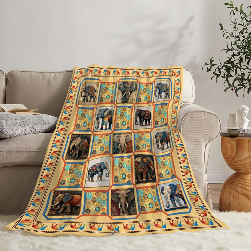 Elephant Throw Blanket Elephant Stuff Gifts for Kids Girls Boys Adults Women Men Soft Cozy Warm Plush Fluffy Fuzzy Fleece Blanket Decor 60''X80''