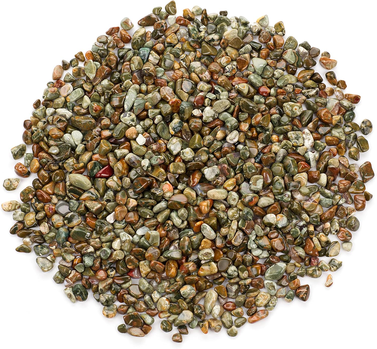 Cherry Tree Collection 1/2 Pound Polished Tumbled Gemstone Chips, Pebbles, Crystal Chips Bulk for Jewelry Making, Healing, Plants, Succulents, Aquariums, Decoration, Chakra (Rhyolite)